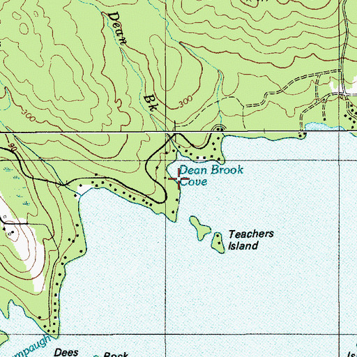 Topographic Map of Dean Brook, ME