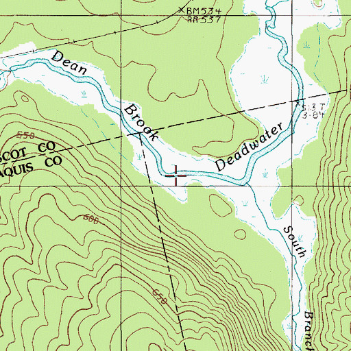 Topographic Map of Dean Brook Deadwater, ME