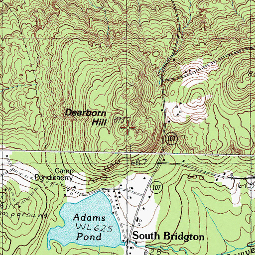 Topographic Map of Dearborn Hill, ME