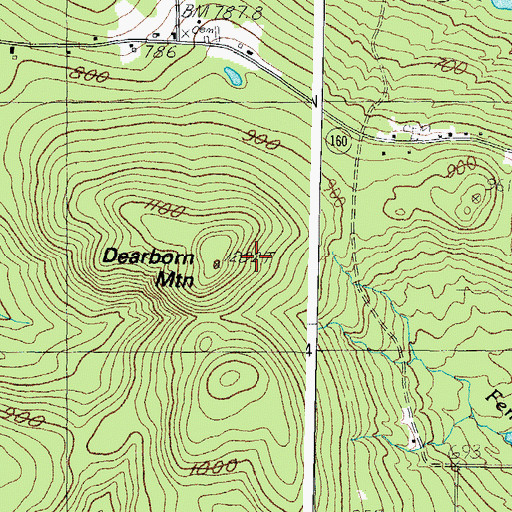 Topographic Map of Dearborn Mountain, ME