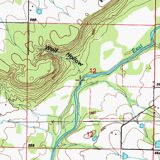 Topographic Map of Wolf Hollow, AR