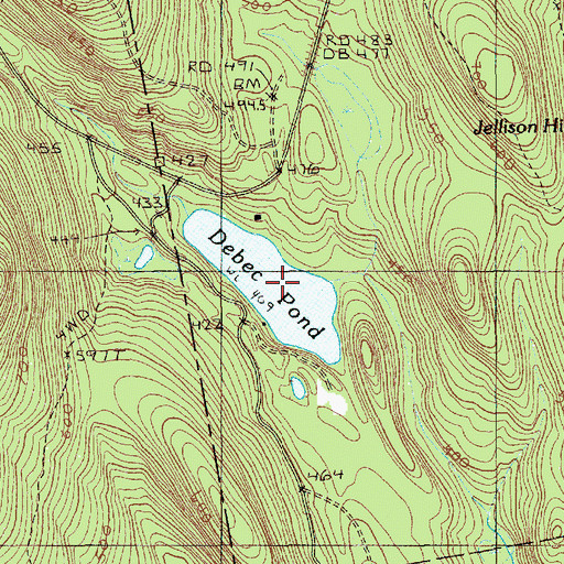 Topographic Map of Debec Pond, ME