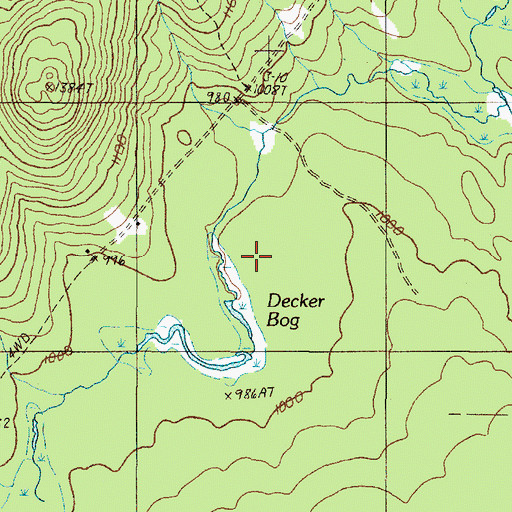Topographic Map of Decker Bog, ME