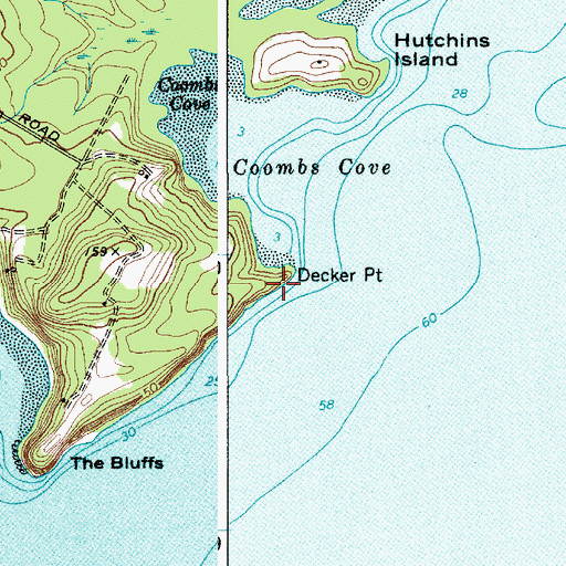 Topographic Map of Decker Point, ME