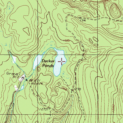Topographic Map of Decker Ponds, ME