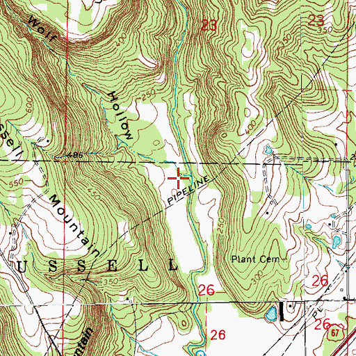 Topographic Map of Wolf Hollow, AR