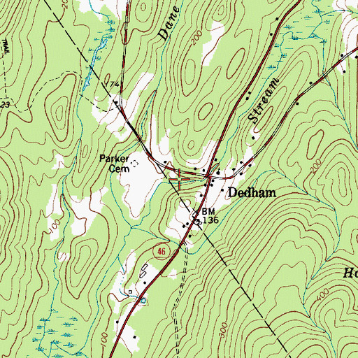 Topographic Map of Dedham, ME