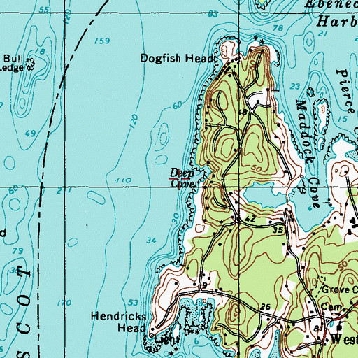 Topographic Map of Deep Cove, ME