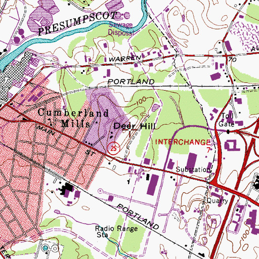 Topographic Map of Deer Hill, ME