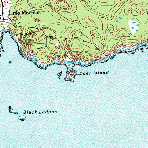 Topographic Map of Deer Island, ME