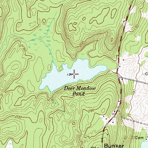 Topographic Map of Deer Meadow Pond, ME
