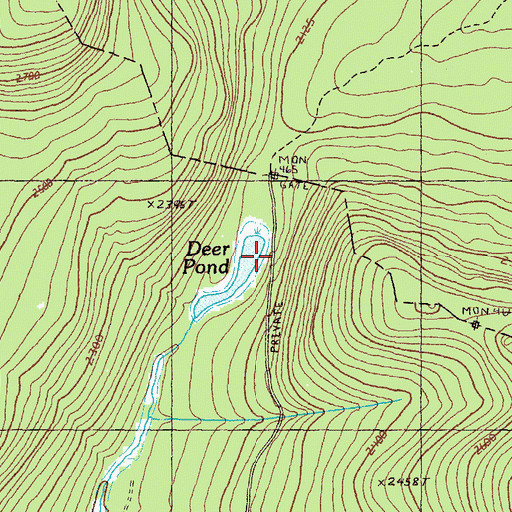 Topographic Map of Deer Pond, ME