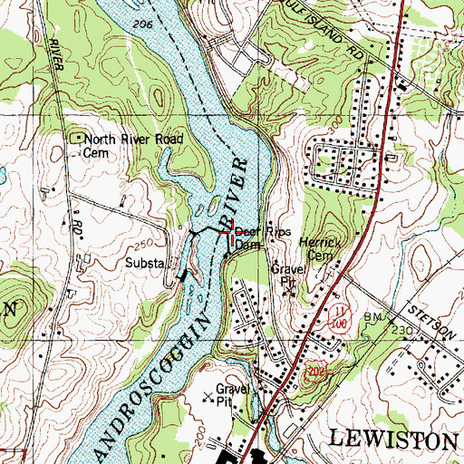 Topographic Map of Deer Rips Dam, ME