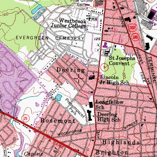 Topographic Map of Deering, ME