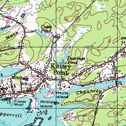 Topographic Map of Deerings Pond, ME