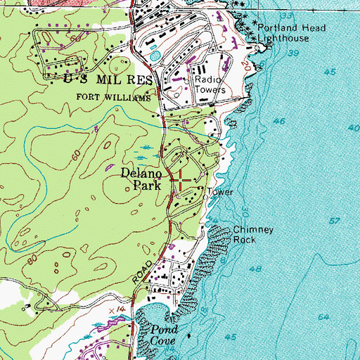 Topographic Map of Delano Park, ME
