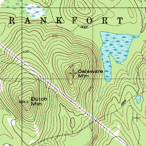 Topographic Map of Delaware Mountain, ME