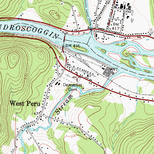 Topographic Map of Demerritt Cemetery, ME