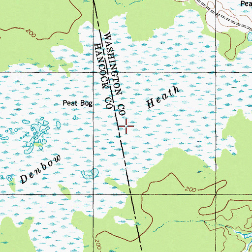 Topographic Map of Denbow Heath, ME
