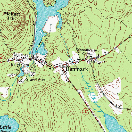 Topographic Map of Denmark, ME