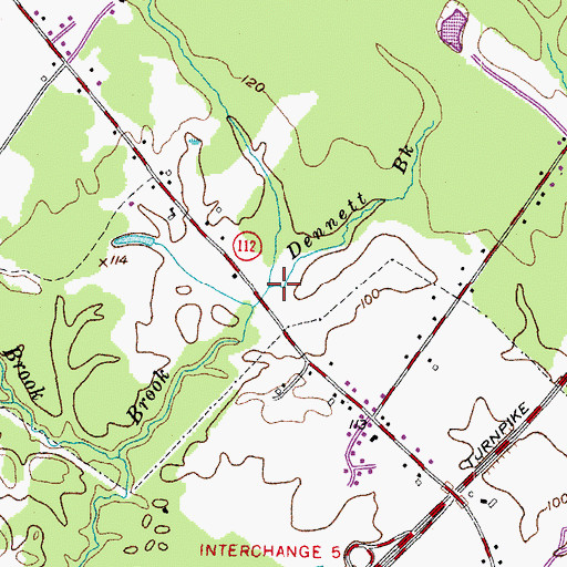 Topographic Map of Dennett Brook, ME