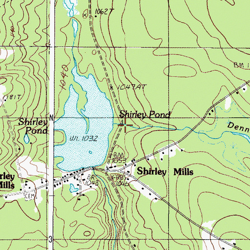 Topographic Map of Dennin Brook, ME