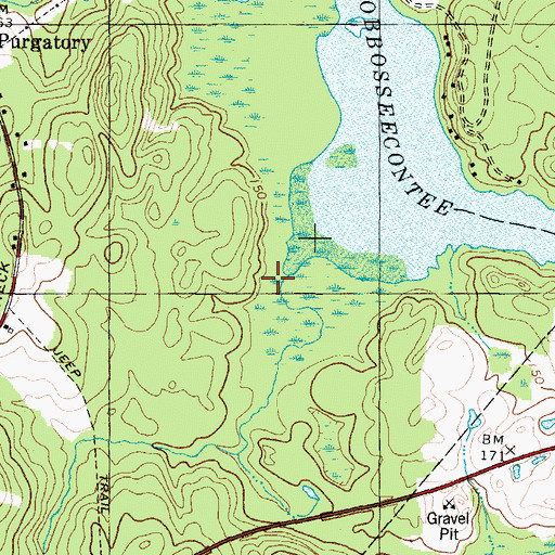 Topographic Map of Dennis Brook, ME