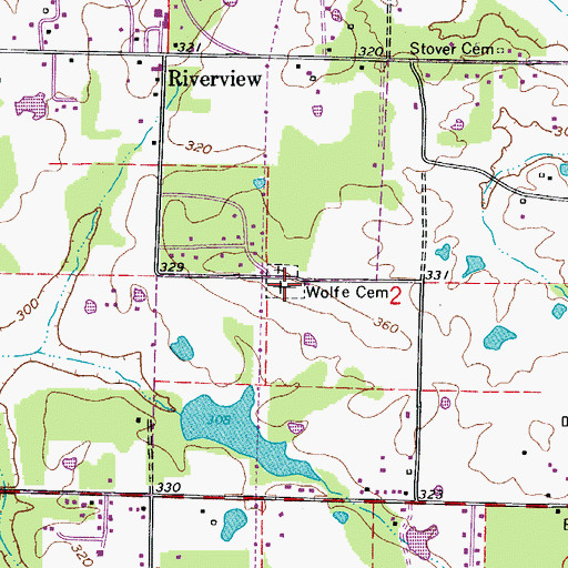 Topographic Map of Wolfe Cemetery, AR