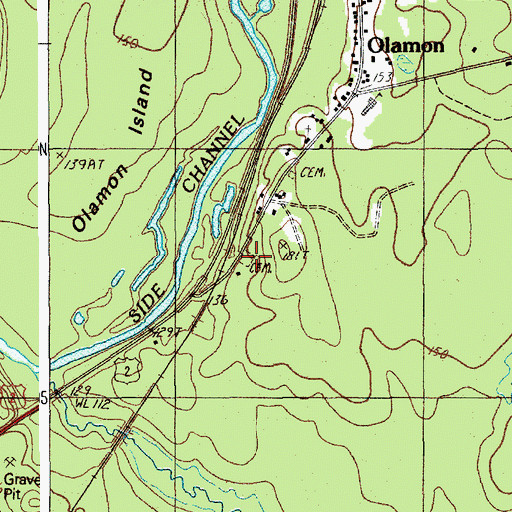 Topographic Map of Dennis Cemetery, ME