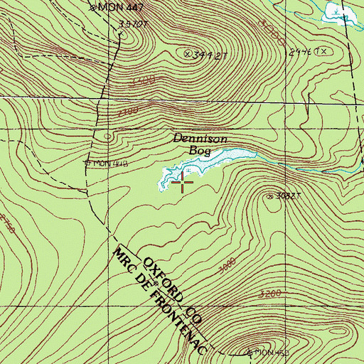 Topographic Map of Dennison Bog, ME