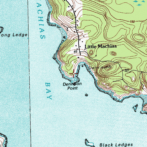 Topographic Map of Dennison Point, ME