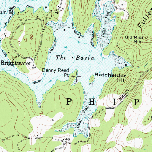 Topographic Map of Denny Reed Point, ME