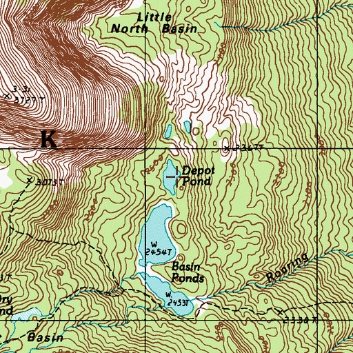 Topographic Map of Depot Pond, ME