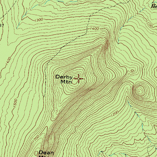 Topographic Map of Derby Mountain, ME