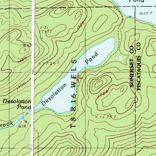 Topographic Map of Desolation Pond, ME