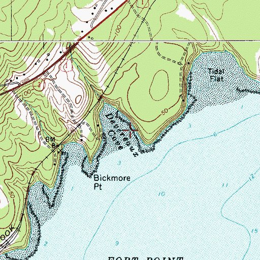 Topographic Map of Devereaux Cove, ME