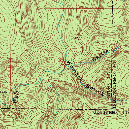 Topographic Map of Womack Spring Hollow, AR