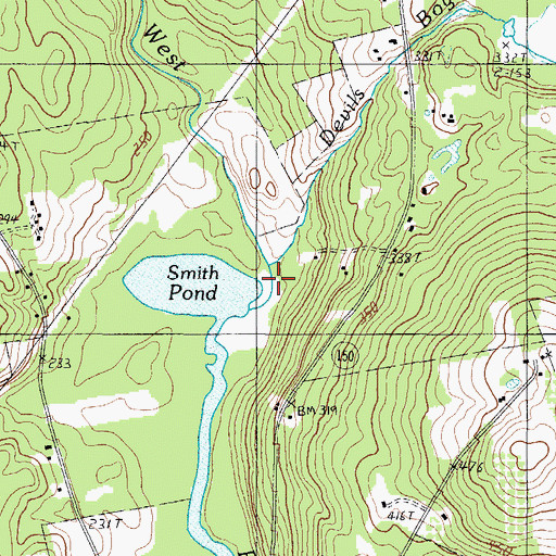 Topographic Map of Devils Bog Brook, ME