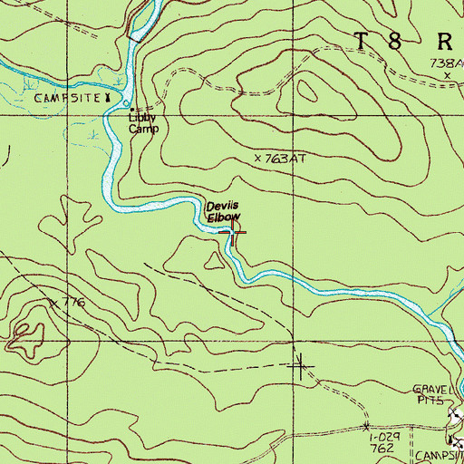 Topographic Map of Devils Elbow, ME