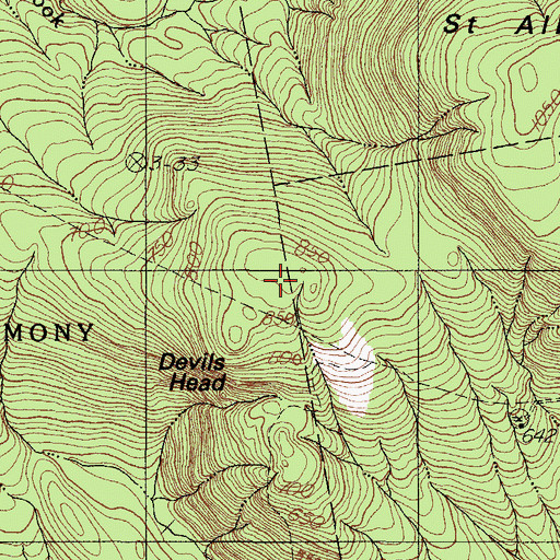 Topographic Map of Devils Head, ME