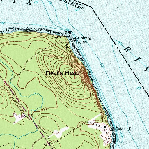 Topographic Map of Devils Head, ME