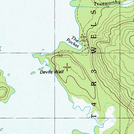 Topographic Map of Devils Wall, ME