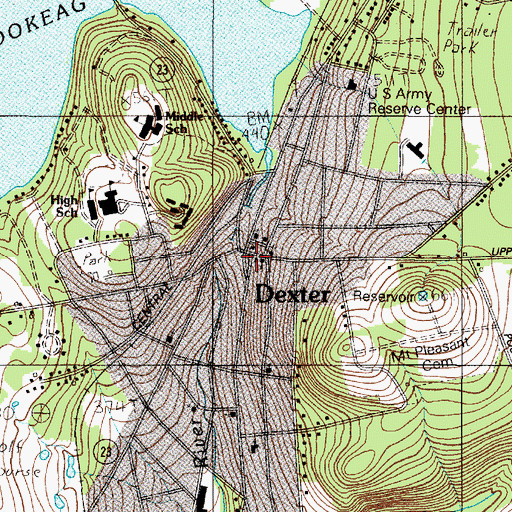 Topographic Map of Dexter, ME