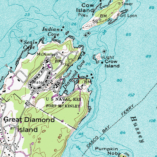 Topographic Map of Diamond Cove, ME
