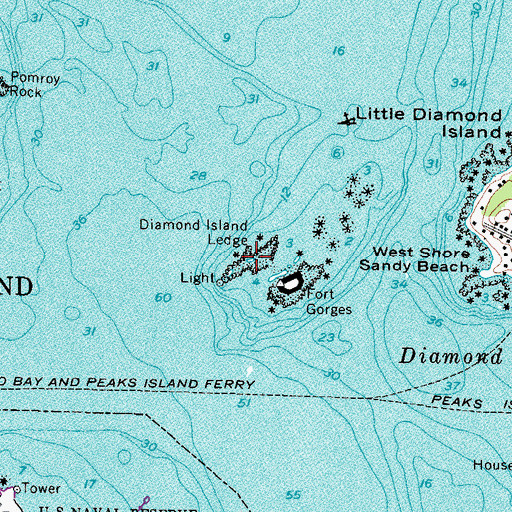 Topographic Map of Diamond Island Ledge, ME