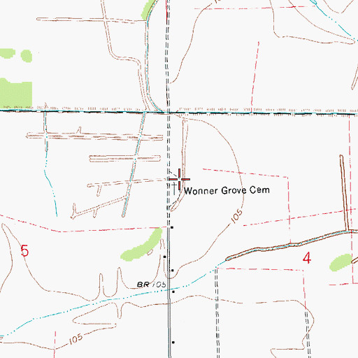 Topographic Map of Wonner Grove Cemetery, AR