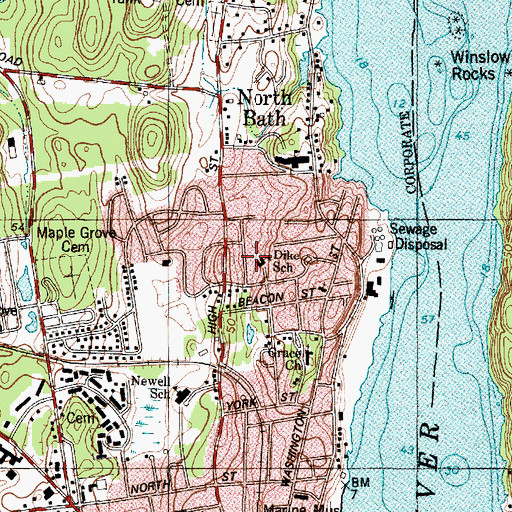 Topographic Map of Dike School, ME
