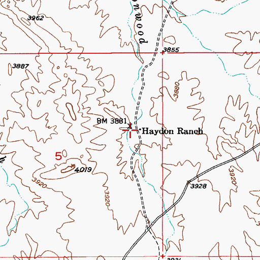 Topographic Map of Haydon Ranch, AZ