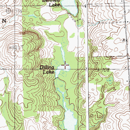 Topographic Map of Dilling Lake, ME