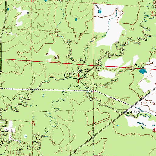 Topographic Map of Wood Creek, AR
